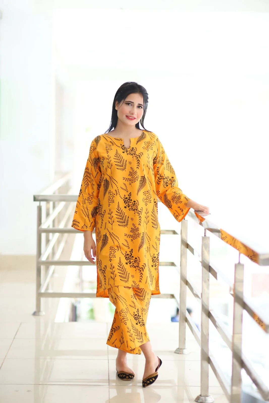 FLORA LEAF PRINT 2PCS STITCHED - Image 3
