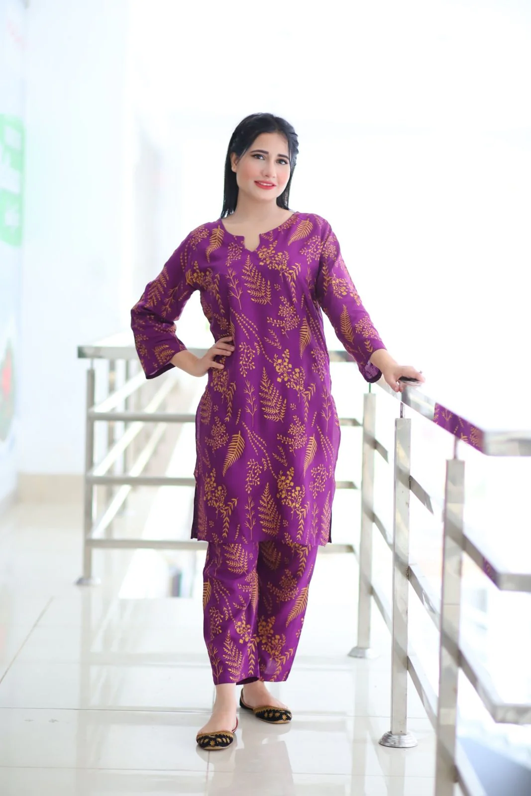 FLORA LEAF PRINT 2PCS STITCHED - Image 5